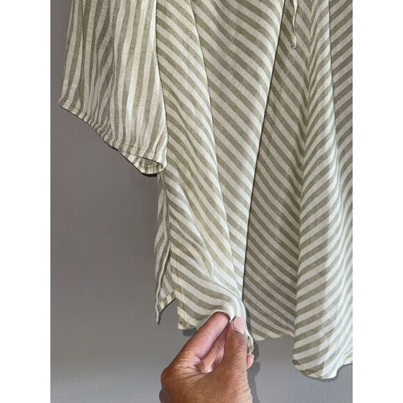 Catherines 3X Blouse Top Neutral Coastal Beige Beach Popover Tunic Lightweight - Picture 6 of 16